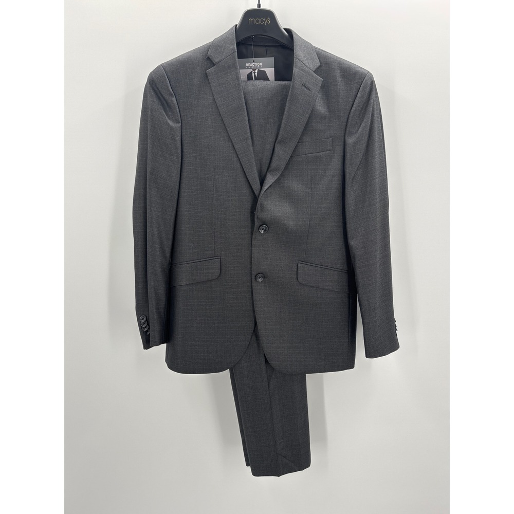 Kenneth‎ Cole Reaction Mens Slim Fit Techni-Cole Flex Suit Gun Metal 38R 30W 32L